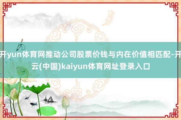 开yun体育网推动公司股票价钱与内在价值相匹配-开云(中国)kaiyun体育网址登录入口